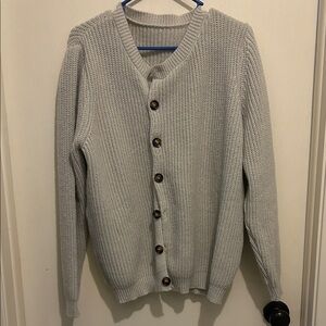H&M Light Gray Knit Button-Up Cardigan